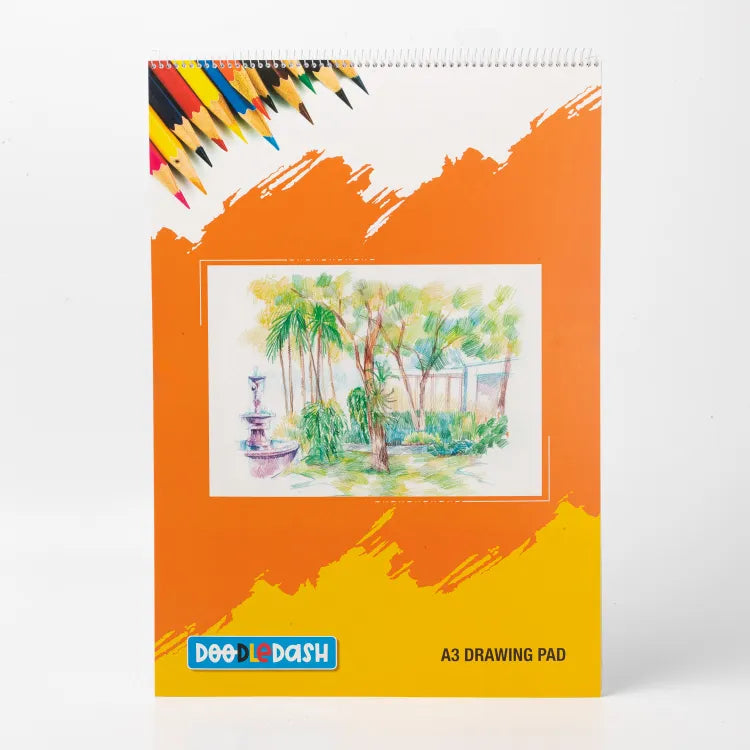 2pk, A4 drawing paper pad, 90 gsm, 50 sheets each. DoodleDash.